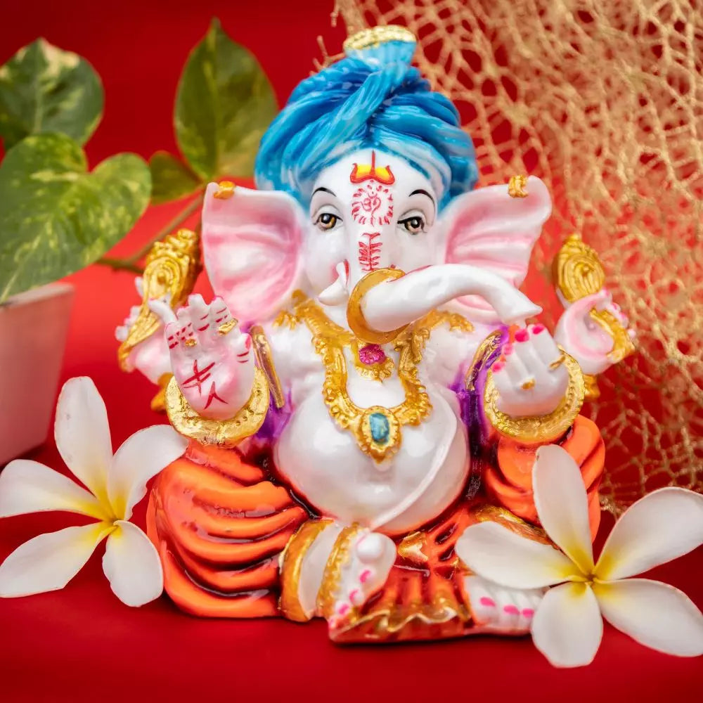 Buy Lord Ganesha Idol With Safa Pagdi for Home Decor - Kiss Bliss